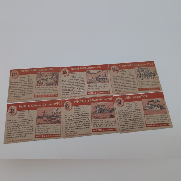 1954 Topps Card Cards Antiques 1900s Thomas, White & VIM Set Of 6 - Picture 2 of 2